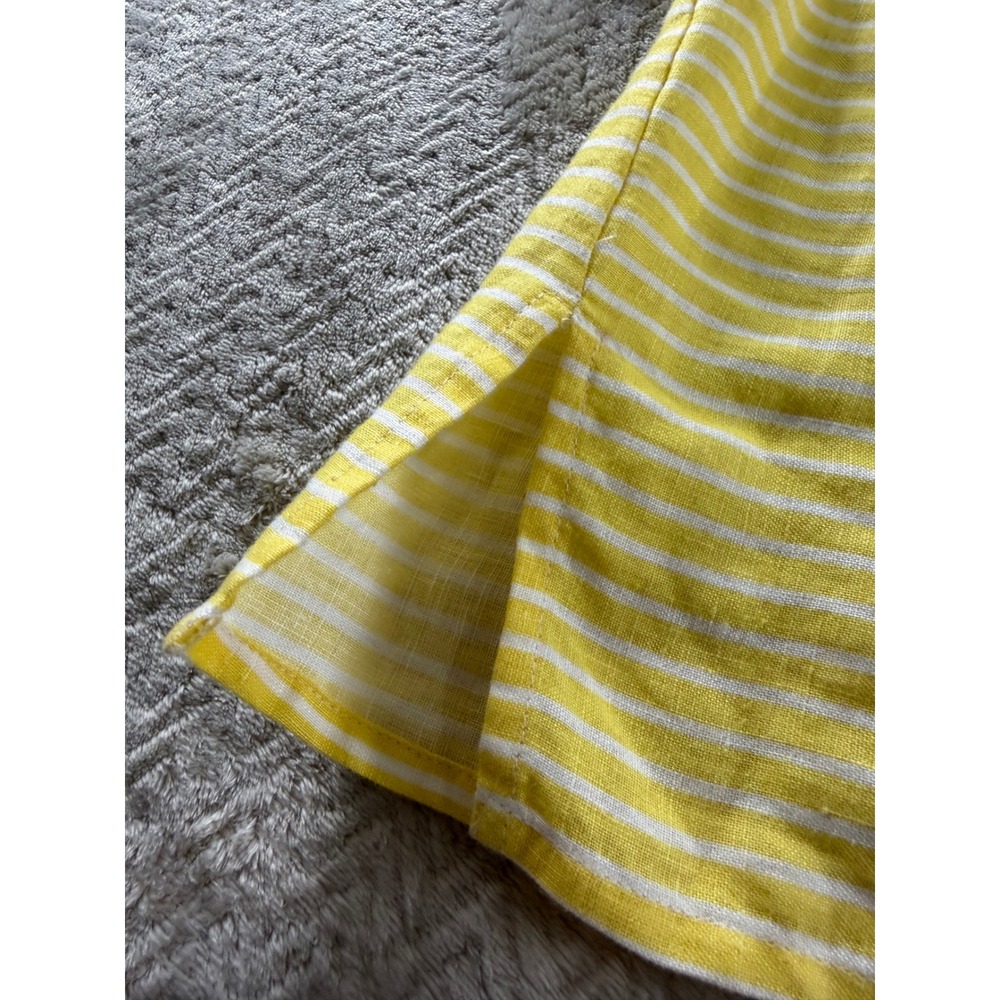 Talbots Womens Yellow White Striped 100% Linen Embroidered V-Neck Tunic Top S - Picture 7 of 16